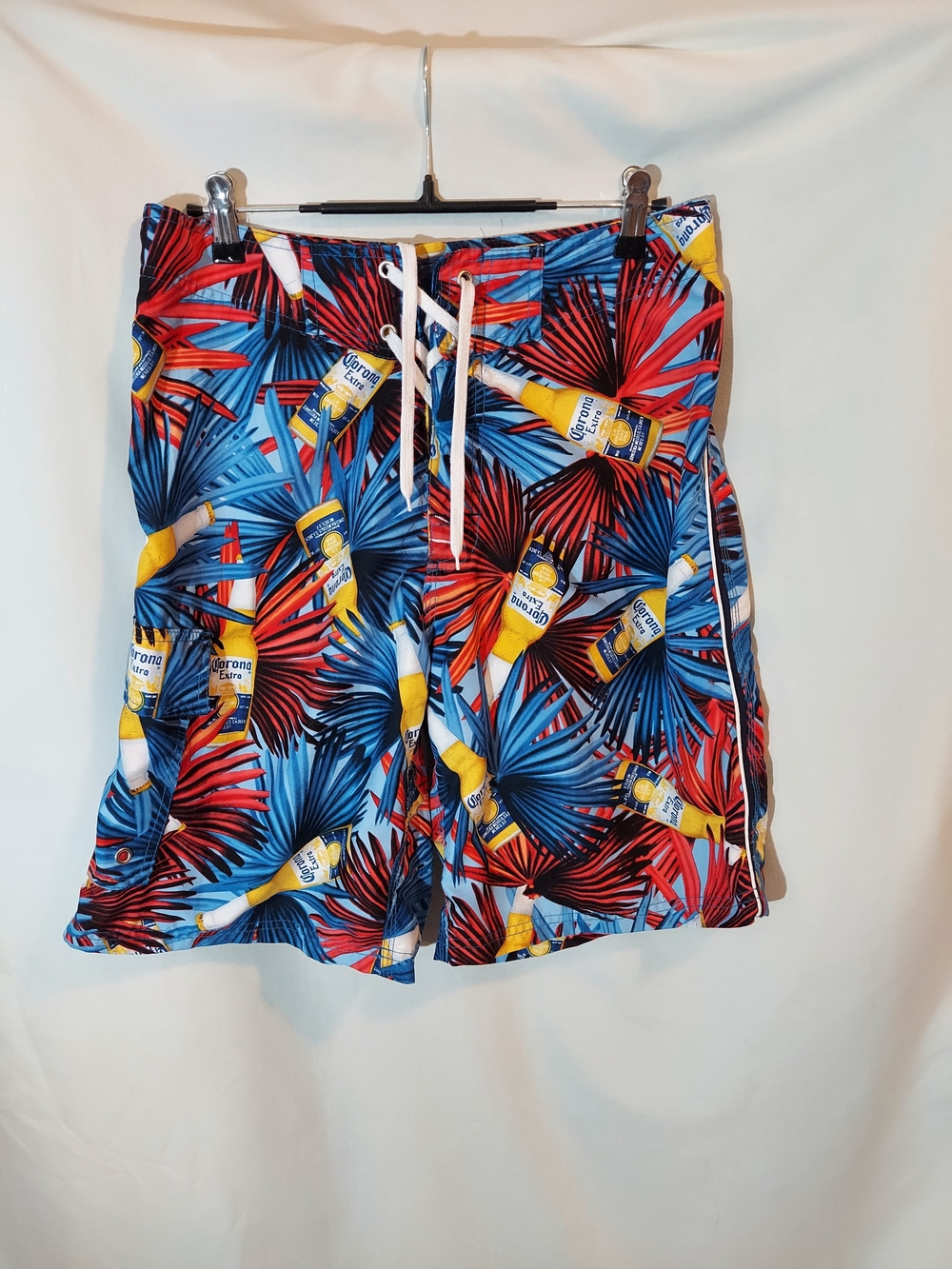 Corona Extra Beer Tropical Palm Board Shorts Swim Trunks Cargo Pocket Men’s 30
